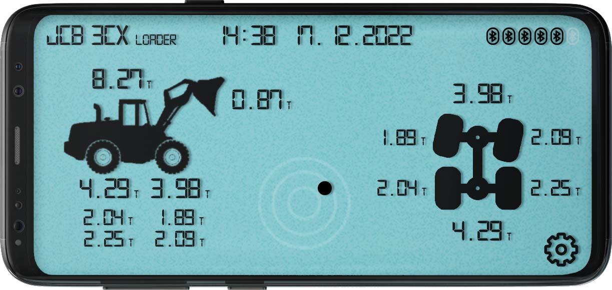 Android app with 6-channel bluetooth scale for heavy machinery.